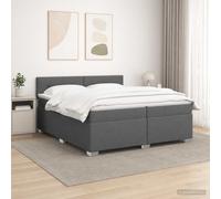 vidaXL Cama con Base Tapizada, Colchón y Luz LED Gris oscuro Tela