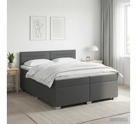 vidaXL Cama con Base Tapizada, Colchón y Luz LED Gris oscuro Tela