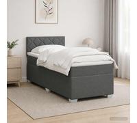 vidaXL Cama con Base Tapizada, Colchón y Luz LED Gris oscuro Tela