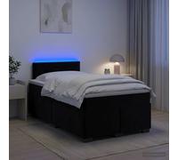 vidaXL Cama con Base Tapizada, Colchón y Luz LED Negro 120 x 190 cm