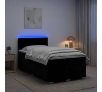vidaXL Cama con Base Tapizada, Colchón y Luz LED Negro 120 x 190 cm