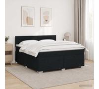 vidaXL Cama con Base Tapizada, Colchón y Luz LED Negro 180 x 200 cm