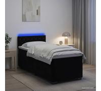 vidaXL Cama con Base Tapizada, Colchón y Luz LED Negro 80 x 200 cm