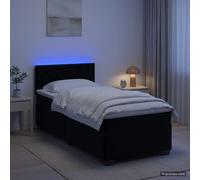 vidaXL Cama con Base Tapizada, Colchón y Luz LED Negro 90 x 190 cm