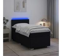 vidaXL Cama con Base Tapizada, Colchón y Luz LED Negro 90 x 190 cm