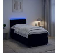 vidaXL Cama con Base Tapizada, Colchón y Luz LED Negro 90 x 200 cm