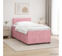 vidaXL Cama con Base Tapizada, Colchón y Luz LED Rosa 120 x 200 cm