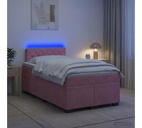 vidaXL Cama con Base Tapizada, Colchón y Luz LED Rosa 120 x 200 cm