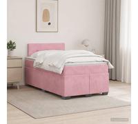 vidaXL Cama con Base Tapizada, Colchón y Luz LED Rosa 120 x 200 cm