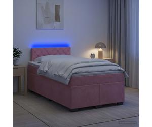 vidaXL Cama con Base Tapizada, Colchón y Luz LED Rosa 120 x 200 cm