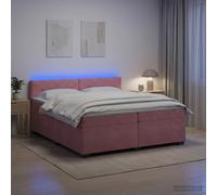 vidaXL Cama con Base Tapizada, Colchón y Luz LED Rosa 200 x 200 cm