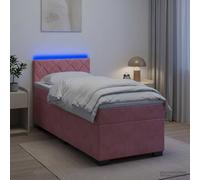 vidaXL Cama con Base Tapizada, Colchón y Luz LED Rosa 80 x 200 cm