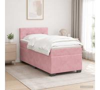 vidaXL Cama con Base Tapizada, Colchón y Luz LED Rosa 90 x 200 cm