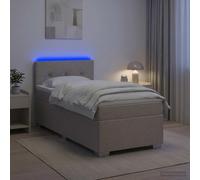 vidaXL Cama con Base Tapizada, Colchón y Luz LED Topo 90 x 200 cm Tela