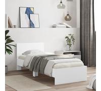 vidaXL Cama con cabecero madera de ingeniería blanca 90x190 cm
