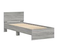 vidaXL Cama con Cabecero, Somier de Invitados, Estructura Armazón de Cama, Mueble para Dormitorio, Madera de Ingeniería Gris Sonoma 90x190 cm