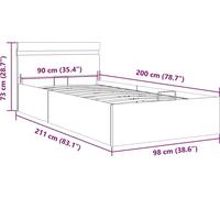 vidaXL: Cama con cajón de almacenamiento hidráulico, iluminación LED, tapizada en tela color gris oscuro, 90x200 cm