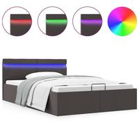 vidaXL: Cama con cajón de almacenamiento hidráulico, iluminación LED, tapizada en tela color gris oscuro, 120x200 cm