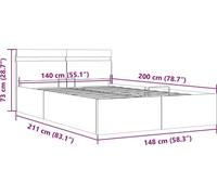 vidaXL: Cama con cajón de almacenamiento hidráulico, iluminación LED, tapizada en tela gris oscuro, 140x200 cm