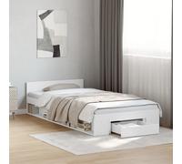 vidaXL Cama con cajón madera de ingeniería blanca 90x200 cm
