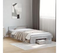 vidaXL Cama con cajón madera de ingeniería gris hormigón 90x190 cm
