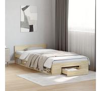 vidaXL Cama con cajón madera ingeniería roble Sonoma 100x200 cm