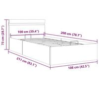 vidaXL: Cama con cajón, sistema hidráulico, luces LED, color gris oscuro, tapizada en tela, 100x200 cm