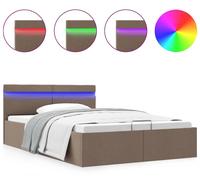 vidaXL: Cama con cajón y sistema hidráulico, con iluminación LED, tapizada en tela color taupe, 120x200 cm