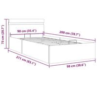 vidaXL: Cama con cajón y sistema hidráulico, iluminación LED, color gris claro, tapizada en tela, 90x200 cm