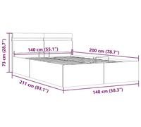 vidaXL: Cama con cajón y sistema hidráulico, iluminación LED, color gris claro, tapizada en tela, tamaño 140x200 cm