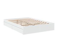 vidaXL Cama con cajones de madera de ingeniería – Armazón y base doble – Blanco 120x190 cm