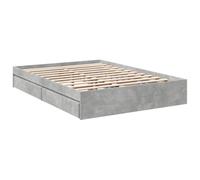vidaXL Cama con cajones madera ingeniería gris hormigón 135x190 cm
