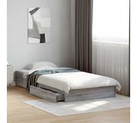 vidaXL Cama individual con cajones Madera de ingeniería Gris Sonoma 75x190 cm