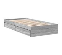 vidaXL Cama individual con cajones de madera de ingeniería Gris Sonoma 90x190 cm