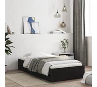 vidaXL Cama Cruzada con cajones Madera multicapa negra Somier de listones 90x200 cm