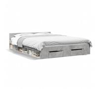 vidaXL Cama con cajones madera ingeniería gris hormigón 150x200 cm