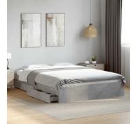 VidaXL Cama con Cajones de Madera Ingeniería Gris Hormigón 150x200 cm - Base Doble con Armazón