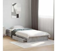 vidaXL Cama individual con cajones de madera de ingeniería – Gris hormigón – 90x190 cm