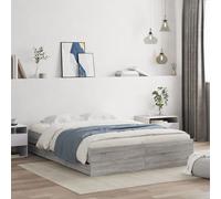 vidaXL Cama con cajones madera de ingeniería gris Sonoma 150x200 cm