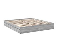 vidaXL Cama con cajones madera de ingeniería gris Sonoma 200x200 cm, armazón y base incluidas