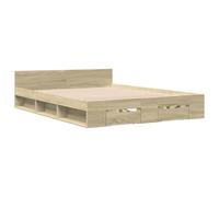 vidaXL Cama con cajones madera ingeniería roble Sonoma 135x190 cm