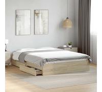 vidaXL Cama con cajones madera ingeniería roble Sonoma 140x190 cm