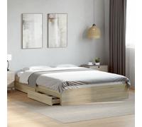 vidaXL Cama con cajones madera ingeniería roble Sonoma 160x200 cm