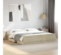 vidaXL Cama con cajones Somier doble de invitados Madera de ingeniería Roble Sonoma 180x200 cm