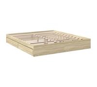vidaXL Cama con cajones Madera de ingeniería Roble Sonoma 200x200 cm Cama doble