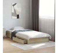 vidaXL Cama individual con cajones Madera de ingeniería Roble Sonoma 75x190 cm