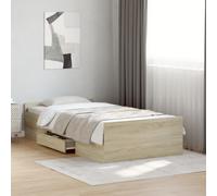 vidaXL Cama con cajones madera ingeniería roble Sonoma 90x190 cm