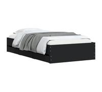 vidaXL Cama Cruzada con cajones Madera multicapa negra Somier de listones 90x200 cm