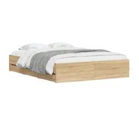 vidaXL Cama con Cajones, Somier de Listones, Armazón Base de Cama, Mueble para Dormitorio, Madera de Ingeniería Roble Sonoma 140x200 cm