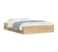 vidaXL Cama con Cajones, Somier de Listones, Armazón Base de Cama, Mueble para Dormitorio, Madera de Ingeniería Roble Sonoma 140x190 cm
